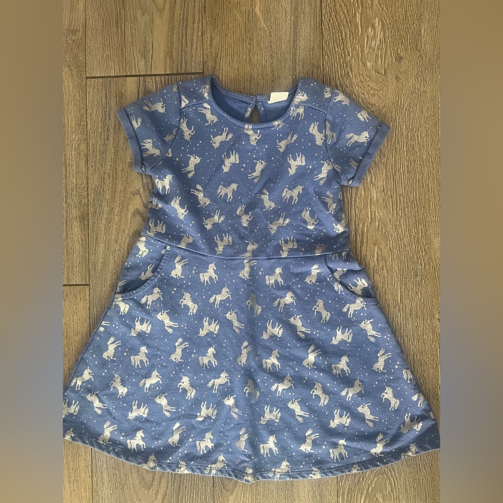 Gymboree Blue Dress with Unicorn Pattern